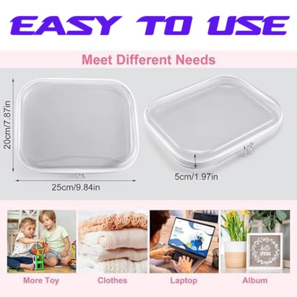 3 Pcs Clear Hard Plastic Pouch, Double Zipper Case,Transparent, Travel Organizer - Picture 3 of 6